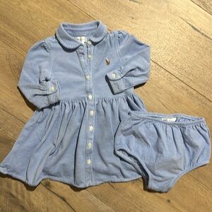 Ralph Lauren Chambray Style Knit Dress Set - Size 12M